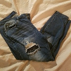 Forever 21 fishnet distressed jeans